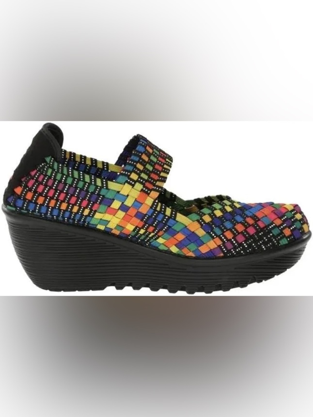 bernie mev lulia multi color woven slipper shoes nib gray sole 38/7